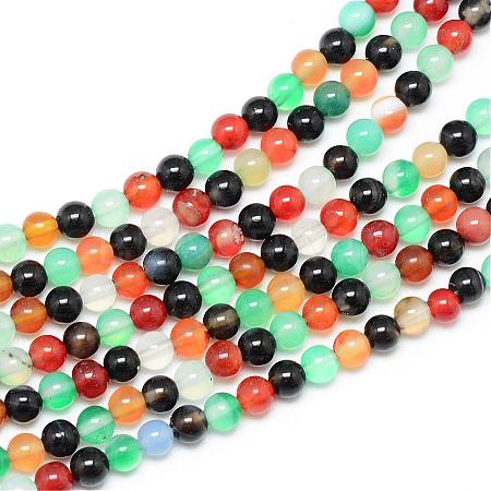 Natural Agate Bead Strands G-R345-8mm-32-1