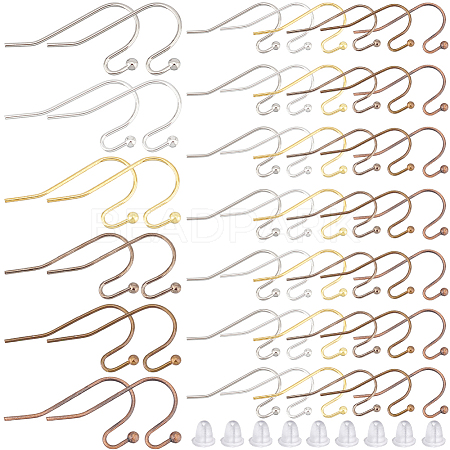 SOFPLATE 300Pcs 6 Colors Brass Earring Hooks KK-SP0001-37-1