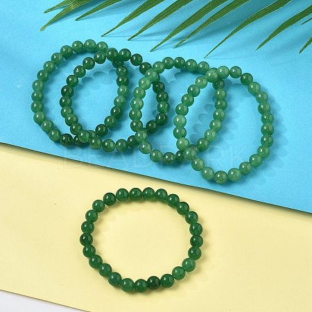 Natural Malaysia Jade Bead Stretch Bracelets X-BJEW-K212-B-013-1
