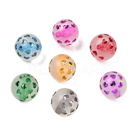 Spray Painted Transparent Acrylic Beads OACR-H054-01-1