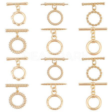   12Pcs 6 Styles Brass Toggle Clasps KK-PH0006-45-1