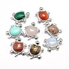 Tortoise Platinum Plated Brass Natural & Synthetic Mixed Stone Pendants G-F228-19-RS-1