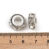 Flat Round Antique Silver Plated Alloy Rhinestone European Beads X-ALRI-Q228-10H-3