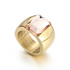 304 Stainless Steel & Glass Finger Rings FS-WGBA2F3-10-1