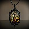 Oval Gothic Alloy Glass Halloween Pendant Necklaces for Women FS-WG73C21-02-1