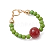 5Pcs 5 Colors Natural Carnelian(Dyd & Heated) and Dyed Synthetic Turquoise Pendants PALLOY-JF03191-4