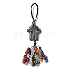 Hamsa Hand/Hand of Miriam Natural Labradorite Pendant Decorations HJEW-R127-02F-2