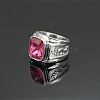 Rectangle 304 Stainless Steel with Cubic Zirconia Finger Rings for Men FS-WG909F6-19-1