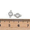 304 Stainless Steel Pave Clear Cubic Zirconia Flat Round Links Connector Charms STAS-F322-12P-3