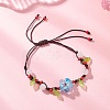 Handmade Silver Foil Glass Lampwork &  Natural White Jade Beads Braided Bead Bracelets for Women BJEW-JB12728-02-1