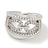 Rack Plating Brass Micro Pave Cubic Zirconia Chains Open Cuff Rings for Women RJEW-I104-08P-2