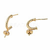 Brass Pave Clear Cubic Zirconia Stud Earring Findings KK-N233-389-5