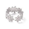 304 Stainless Steel Ring Flower Wrap Open Cuff Ring for Women RJEW-C045-17P-3