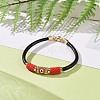 Japanese Seed Column with Evil Eye Beaded Bracelet with Cowhide Cords for Women BJEW-JB09078-02-2