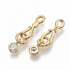 Brass Micro Pave Clear Cubic Zirconia Hook and S-Hook Clasps X-KK-T051-26G-NF-2
