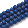 Electroplate Natural Druzy Geode Weathered Agate Beads Strands G-S284-6mm-02-1