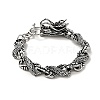 Men's Alloy Infinity Link Chain Bracelet with Dragon Head Clasp BJEW-A129-06AS-2