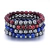 Non-magnetic Synthetic Hematite & Dyed Mixed Stone Beaded Stretch Bracelets Set SJEW-H584-10-1