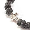 Natural Lava Rock Beaded Stretch Bracelet BJEW-JB08294-04-5