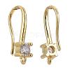 4 Pair 2 Style Brass Micro Pave Clear Cubic Zirconia Earring Hooks ZIRC-ZZ0001-03-2