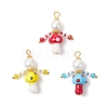 3Pcs 3 Colors Glass Seed Beaded Mushroom Human Pendants PALLOY-MZ00825-1