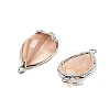 Cat Eye Faceted Teardrop Connector Charms G-B081-02P-02-2