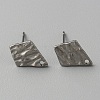 304 Stainless Steel Textured Geometry Stud Earrings Findings with Hole STAS-WH0027-54B-2
