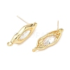 Nuggets Brass Micro Pave Clear Cubic Zirconia Stud Earring Findings KK-D386-18G-2