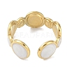 Ion Plating(IP) 304 Stainless Steel Enamel Cuff Finger Rings RJEW-L107-038G-01-3