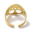 PVD Vacuum Plating 201 Stainless Steel Tree of Life Wide Open Cuff Rings for Unisex RJEW-C092-03G-3
