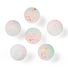 Frosted Baking Paint Crackle Glass Beads with Glitter Powder DGLA-T004-01F-1