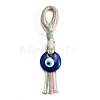 Flat Round with Evil Eye Resin Pendant Decorations EVIL-PW0002-12D-03-1