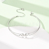 Bowknot 304 Stainless Steel & Rhinestone Cuff Bangles for Women BJEW-Z176-02P-2