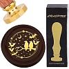 Brass Wax Seal Stamp with Wood Handle AJEW-WH0412-0286-1