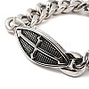 Tarnish Resistant 304 Stainless Steel Rhombus with Cross Link Bracelet with Curb Chains for Men Women BJEW-E009-21P-3