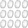 12Pcs Stainless Steel Grooved Finger Ring Settings STAS-UN0038-94E-1