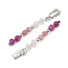 Faceted Round Natural Quartz Crystal & Ruby & Pink Tourmaline Beaded Pendants PALLOY-JF03529-09-2