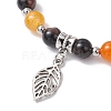Leaf Alloy Charm Bracelets BJEW-JB12467-02-3