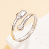 304 Stainless Steel Rhinestone Cuff Open Rings WGC2E6C-01-1