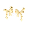 Bowknot with Star 925 Sterling Silver Stud Earrings EJEW-K317-10G-4