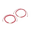 2Pcs 2 Style Natural Pearl Braided Bead Bracelets Set with Nylon Cord for Women BJEW-JB09141-01-4