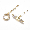 Brass Micro Pave Clear Cubic Zirconia Chain Extender ZIRC-G168-04G-2