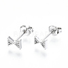 Brass Micro Pave Clear Cubic Zirconia Stud Earrings EJEW-T046-32P-NF-1