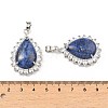 Dyed Natural Lapis Lazuli & Rhinestone Pendants G-K338-31P-08-3