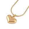 PVD Vacuum Plating 304 Stainless Steel Peach Heart Pendant Round Snake Chain Necklaces NJEW-Z044-07G-1