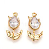 Brass Micro Pave Cubic Zirconia Pendants X-KK-N262-115B-G-1