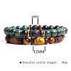 Men's Double-layered Tiger Eye Stone Beaded Bracelet Set - Natural Gemstone Jewelry ST2414590-1