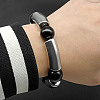 Stainless Steel & Glass Bead Stretch Bracelets for Women Men UF8116-3