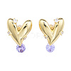 Cubic Zirconia Heart Stud Earrings EJEW-N011-71-2