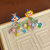 Clown Alloy Resin Dangle Stud Earrings. Golden FS-WG55B1D-01-1